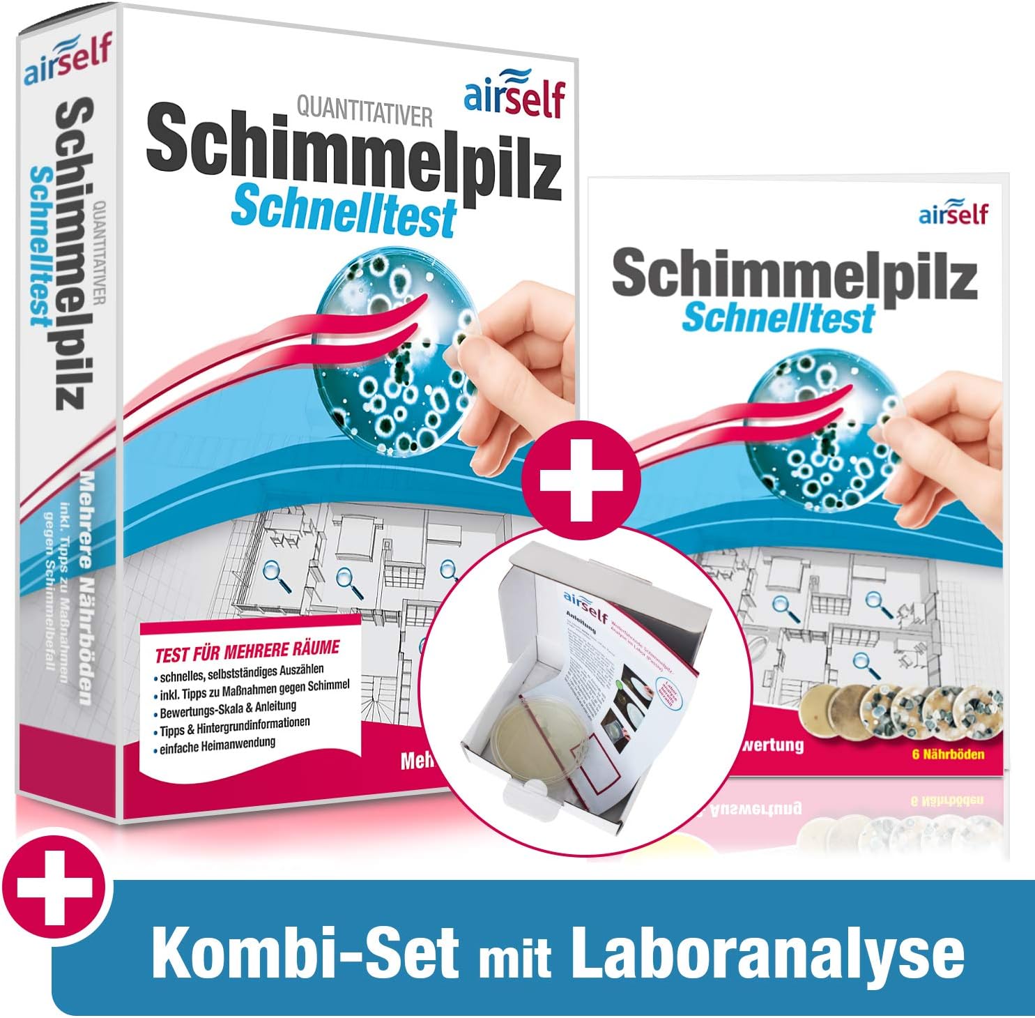 2in1 Schimmeltest Raumluft (Schnelltest + Laboranalyse)